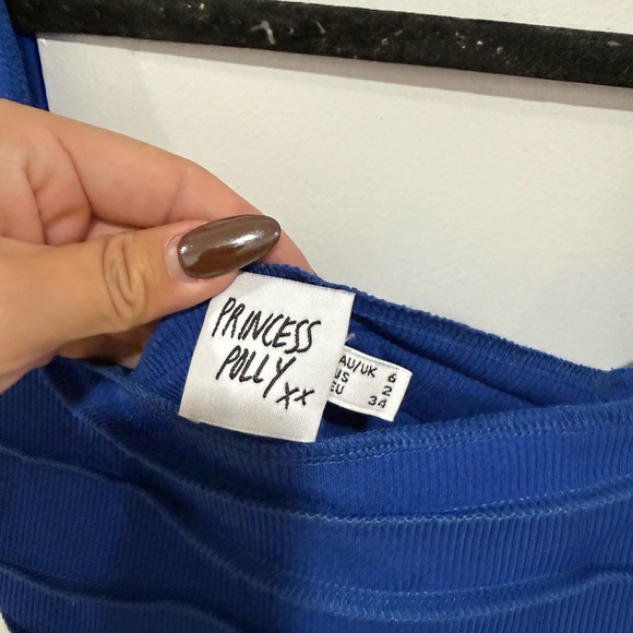 Princess Polly Royal Blue Ribbed Crop Top - Picture 2 of 4